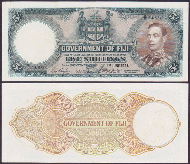 1951 Fiji 5 Shillings L000886